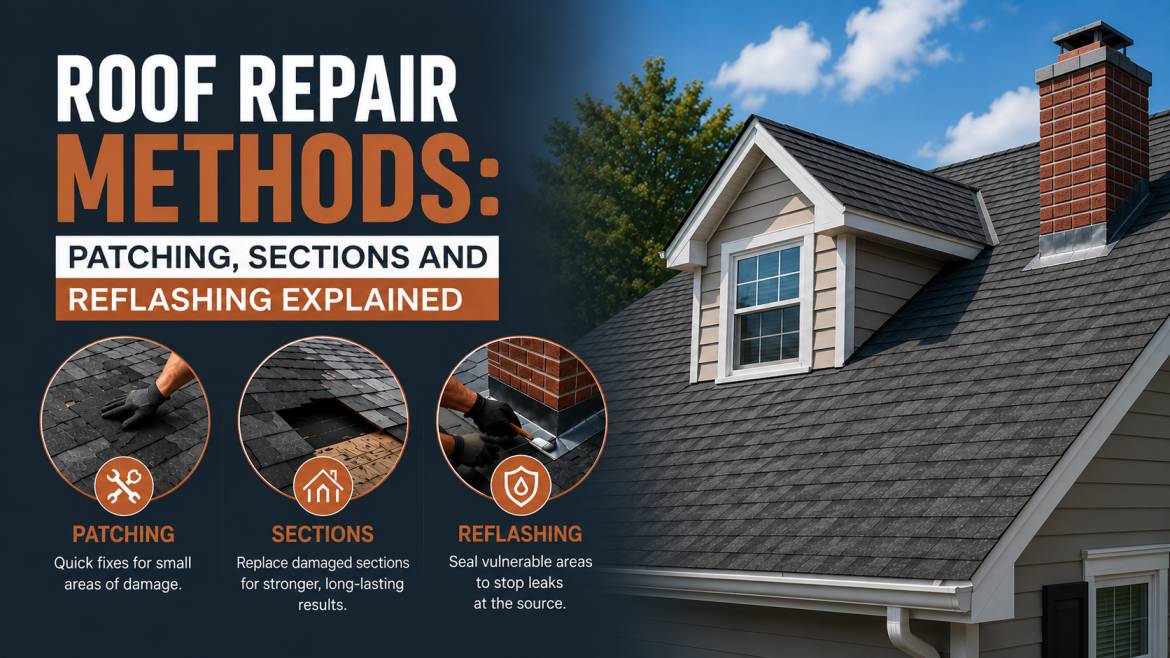 Roof Repair Methods: Patching, Sections and Reflashing Explained